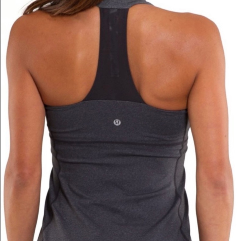 Lululemon scoopneck scoop neck tank size 4 black white grey racerback small xs - Picture 4 of 11